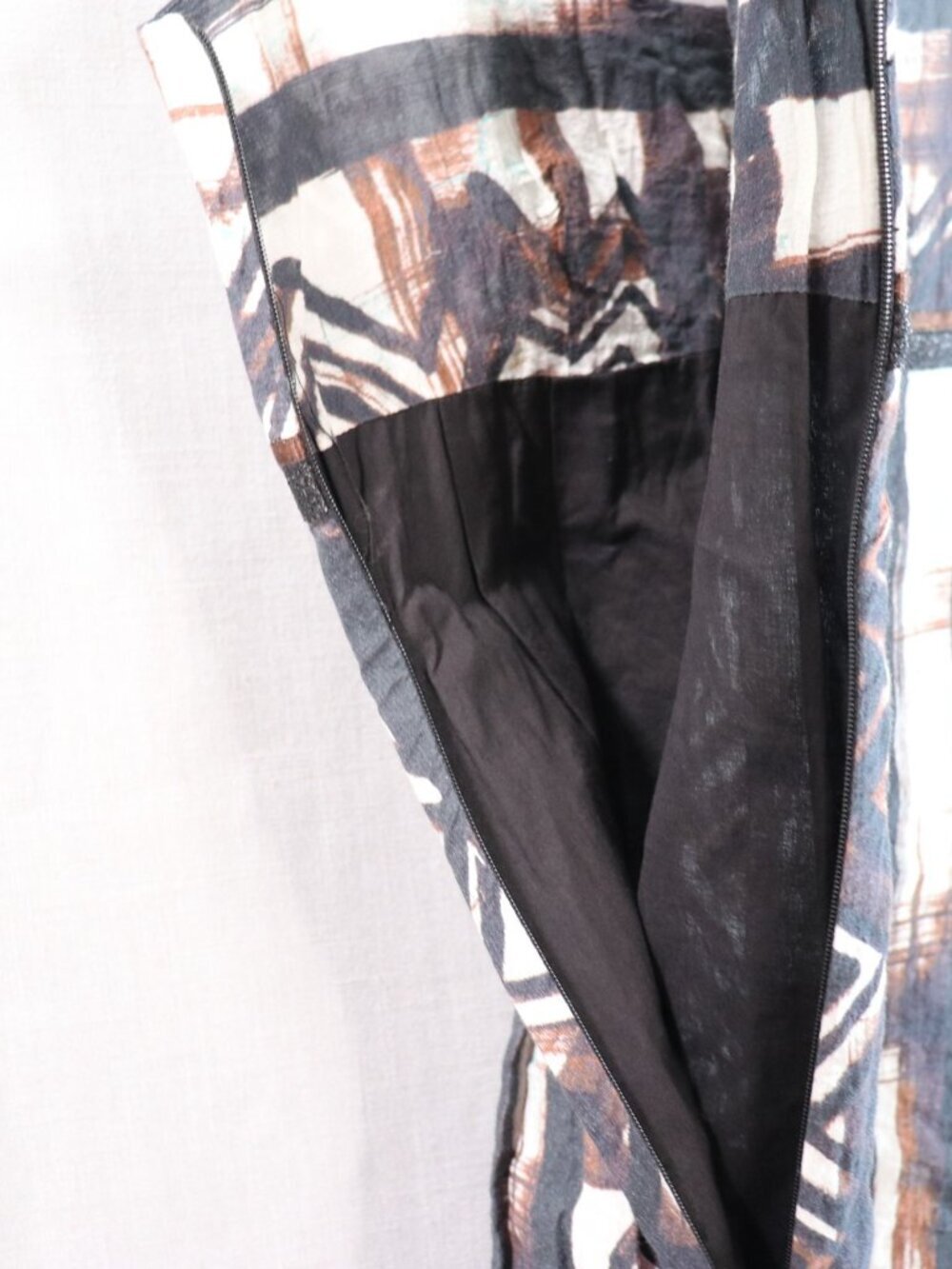 Peruvian Connection Batik Midi Dress Size 6 (Fits like 4/5) Black Brown Cotton - Picture 9 of 16